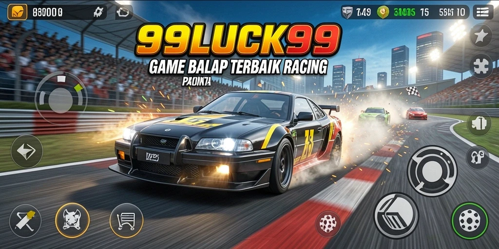 Tangkapan layar utama 99LUCK99 menampilkan momen balapan yang intens dan mendebarkan.