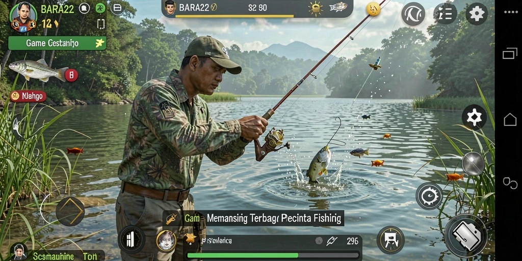Gameplay menarik dari BARA22 saat memancing ikan besar.