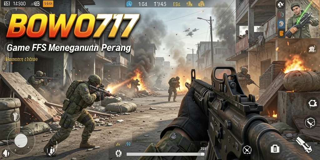Screenshot gameplay BOWO77 dengan aksi tembak-menembak yang intens.