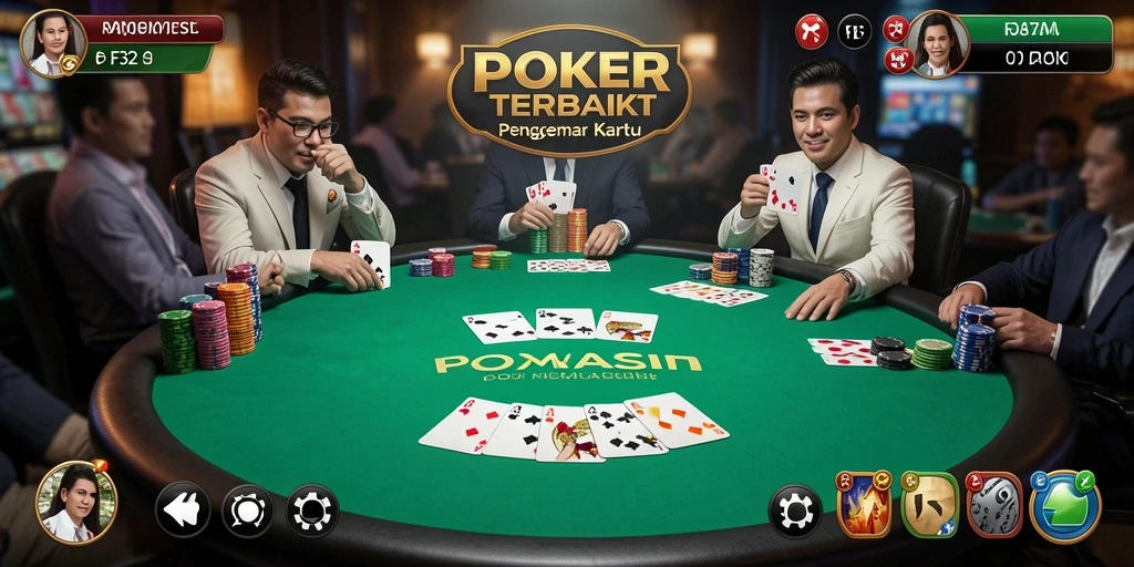 Gameplay F32 menampilkan suasana Poker yang menegangkan dan seru.