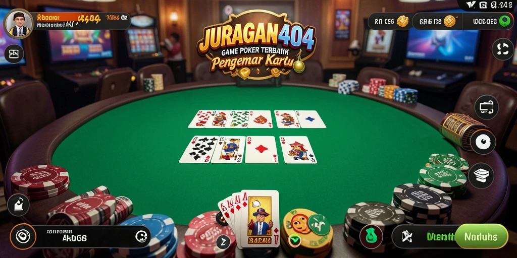 Tampilan gameplay intens di JURAGAN404 dengan pemain poker berpengalaman.
