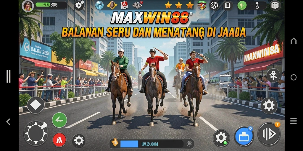 Screenshot gameplay balapan di MAXWIN88 yang penuh aksi dan tantangan.