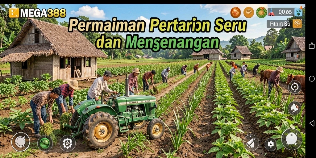 Tampilan estetis dari gameplay pertanian yang seru di MEGA388.