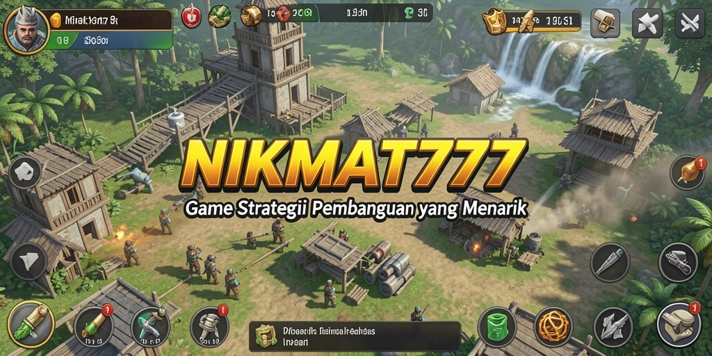 Screenshot gameplay NIKMAT777 menampilkan pembangunan kerajaan yang menantang.