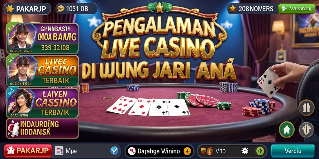 Screenshot PAKARJP menampilkan dealer profesional dalam sesi Live Casino yang menarik.