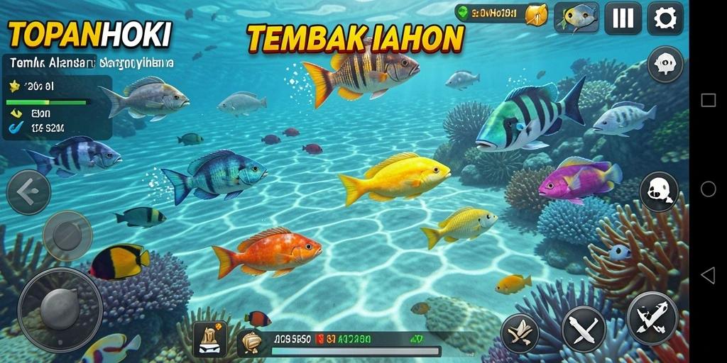 Tampilan seru dari gameplay Tembak Ikan TOPANHOKI.