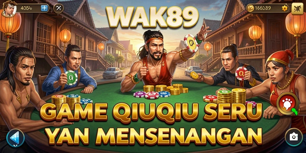 Screenshot utama WAK89 menampilkan aksi seru dalam permainan QiuQiu.